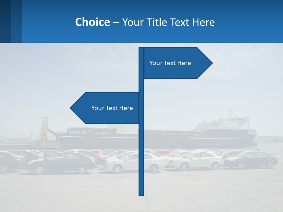 A Large Boat Is In The Water Next To Many Cars PowerPoint Template
