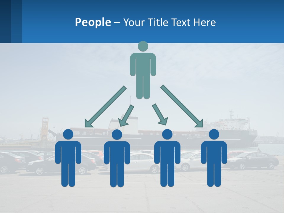 A Large Boat Is In The Water Next To Many Cars PowerPoint Template