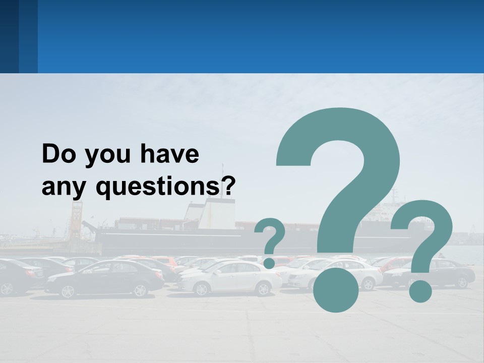 A Large Boat Is In The Water Next To Many Cars PowerPoint Template