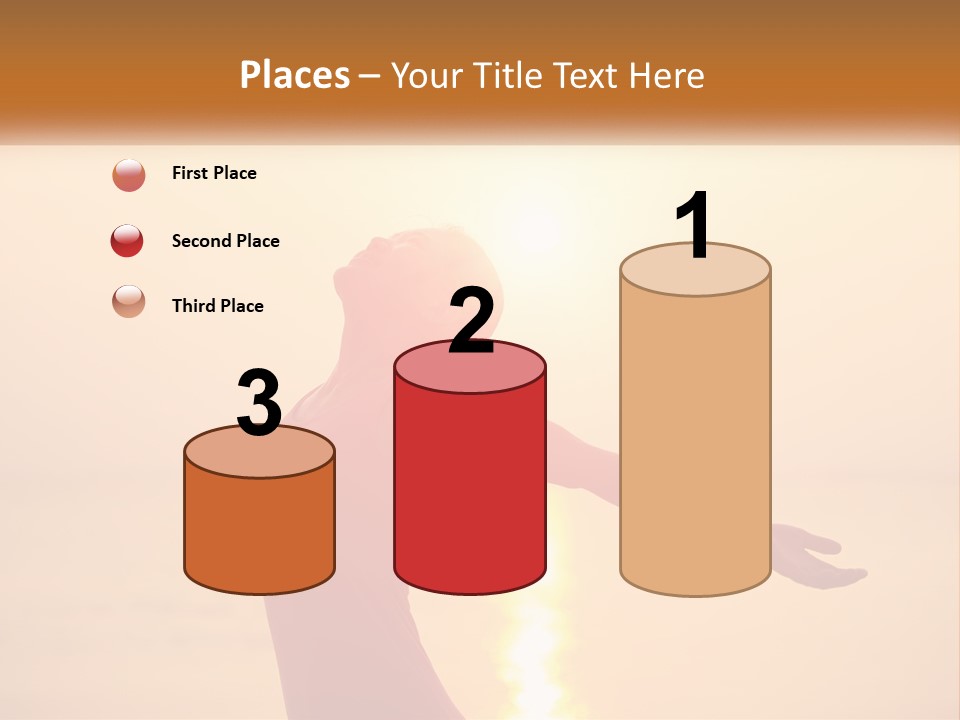 A Woman Standing On A Beach With Her Arms Outstretched PowerPoint Template