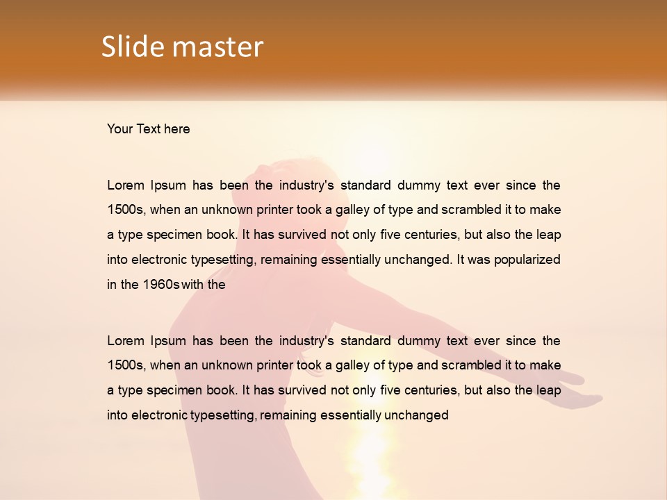 A Woman Standing On A Beach With Her Arms Outstretched PowerPoint Template