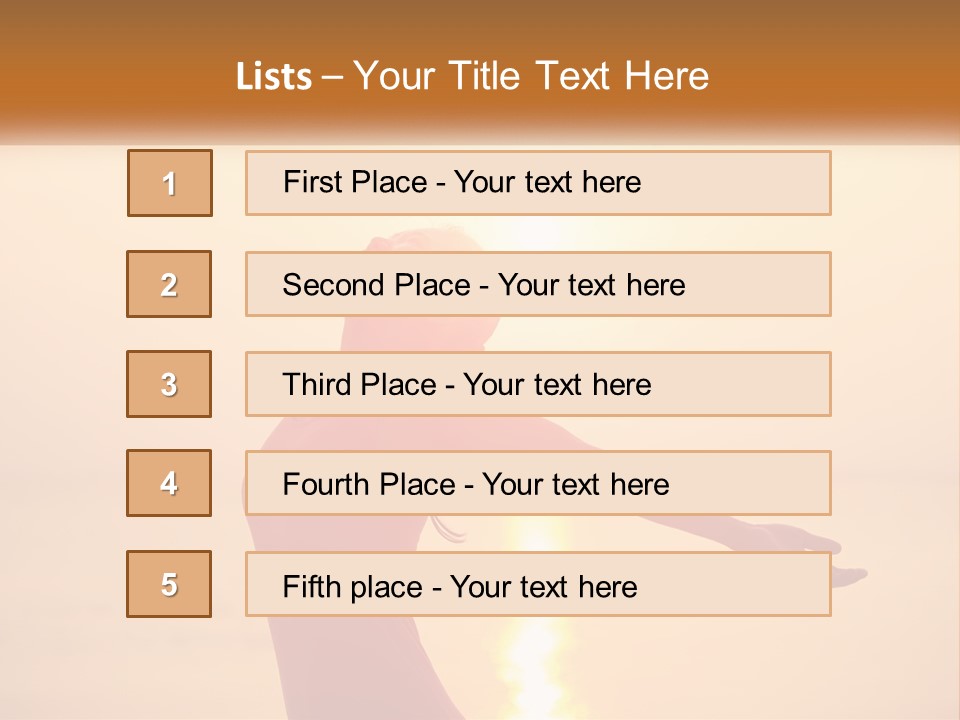 A Woman Standing On A Beach With Her Arms Outstretched PowerPoint Template