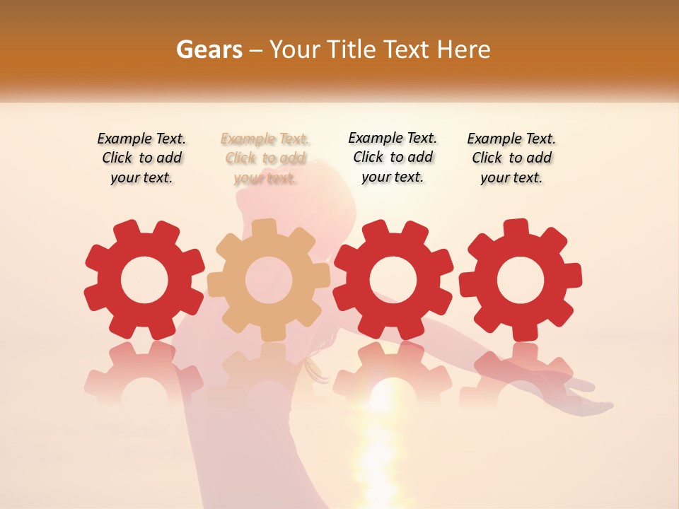 A Woman Standing On A Beach With Her Arms Outstretched PowerPoint Template