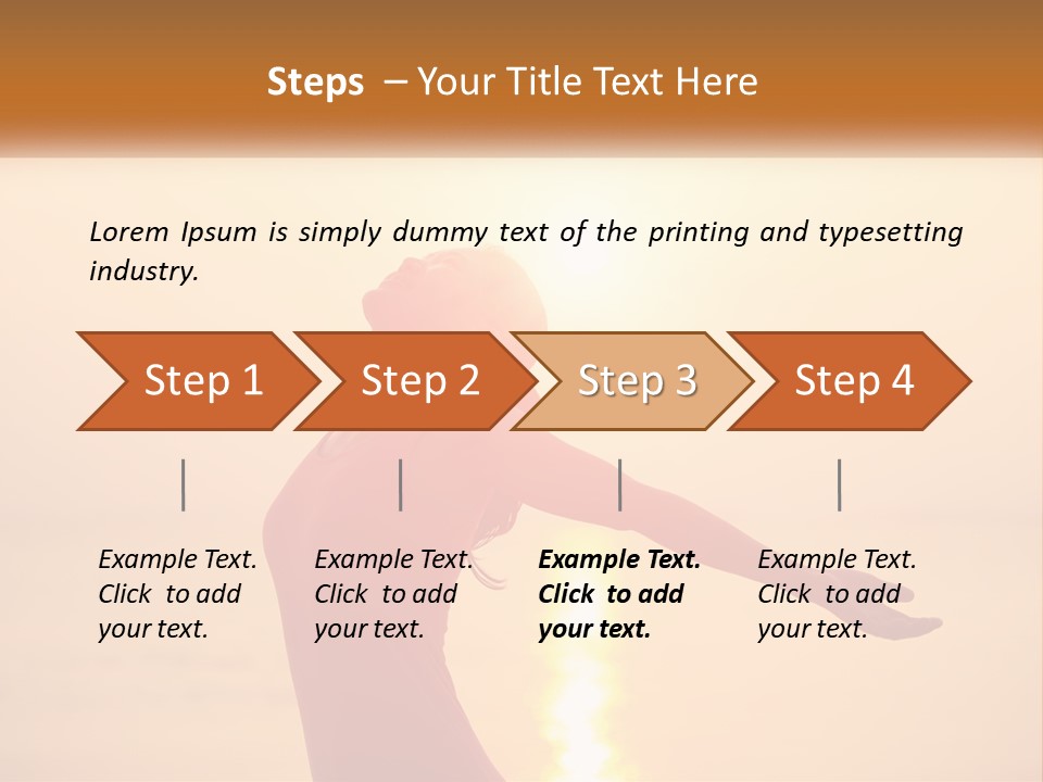 A Woman Standing On A Beach With Her Arms Outstretched PowerPoint Template