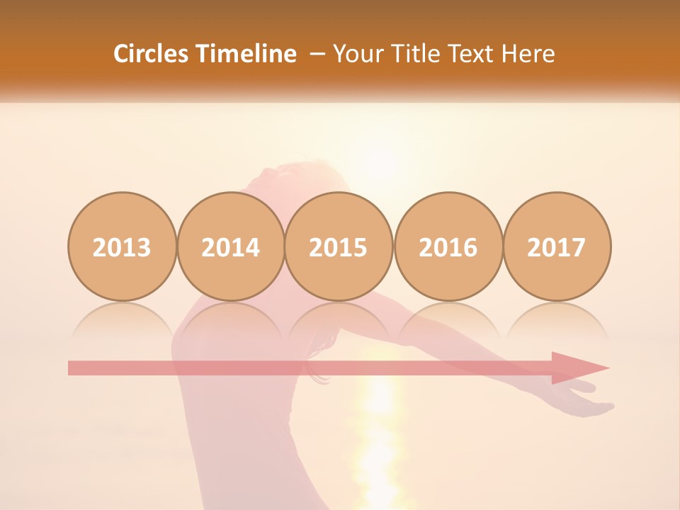 A Woman Standing On A Beach With Her Arms Outstretched PowerPoint Template