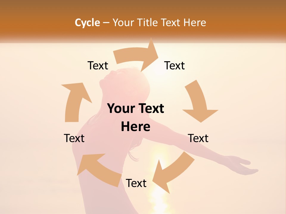 A Woman Standing On A Beach With Her Arms Outstretched PowerPoint Template