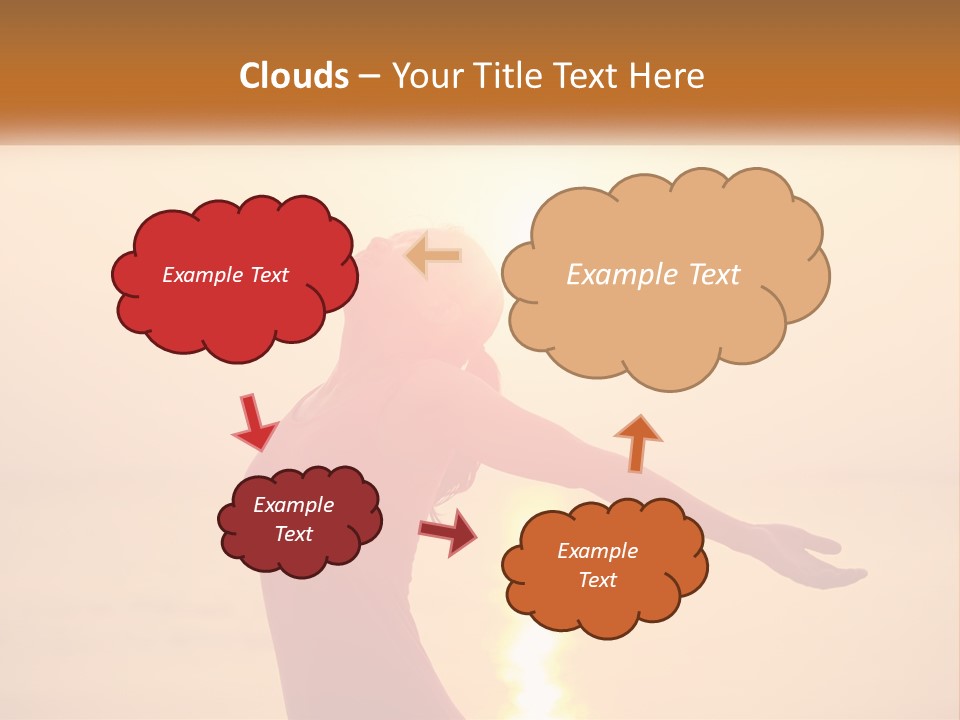 A Woman Standing On A Beach With Her Arms Outstretched PowerPoint Template