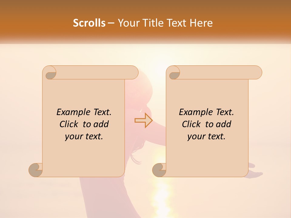 A Woman Standing On A Beach With Her Arms Outstretched PowerPoint Template