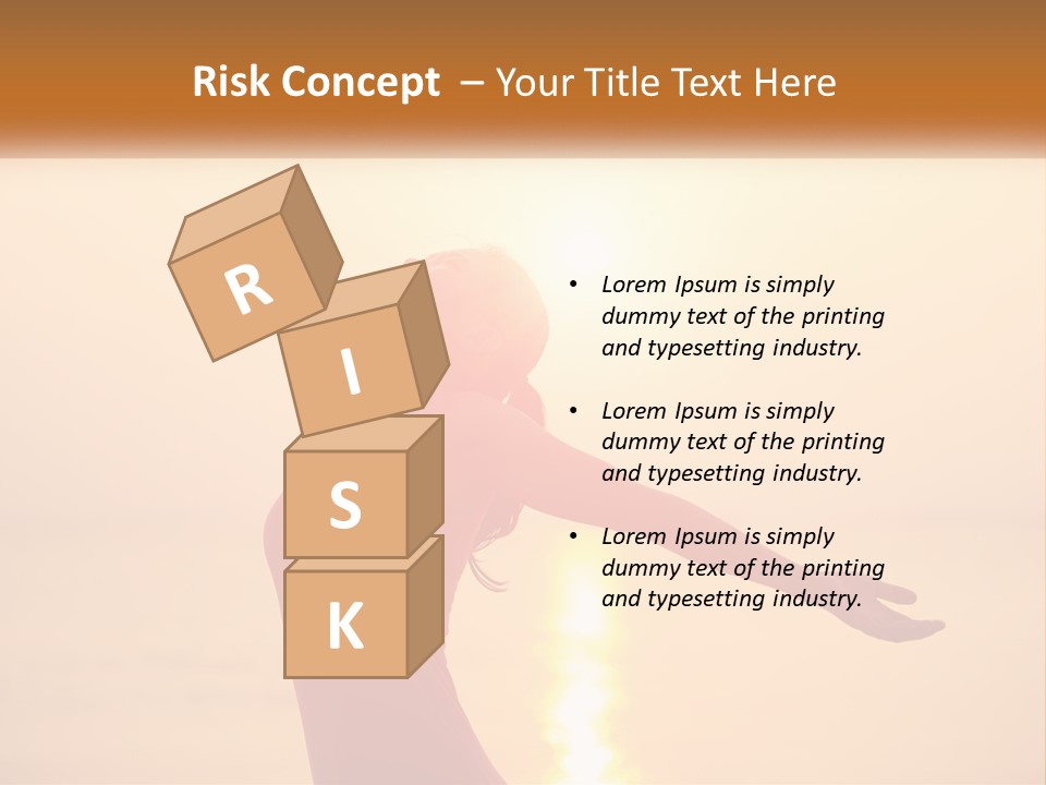 A Woman Standing On A Beach With Her Arms Outstretched PowerPoint Template