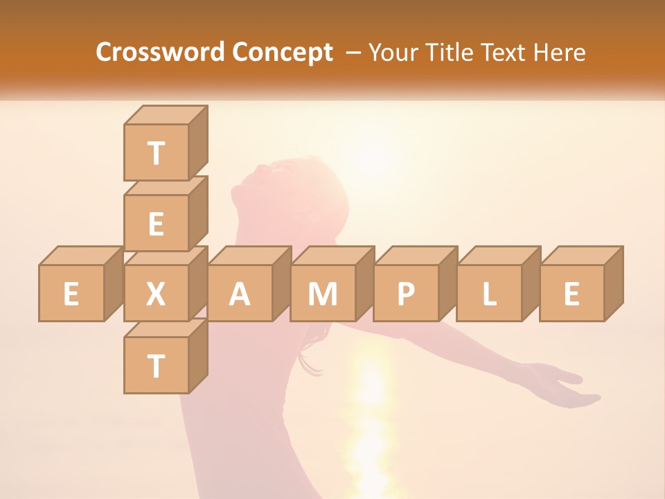 A Woman Standing On A Beach With Her Arms Outstretched PowerPoint Template