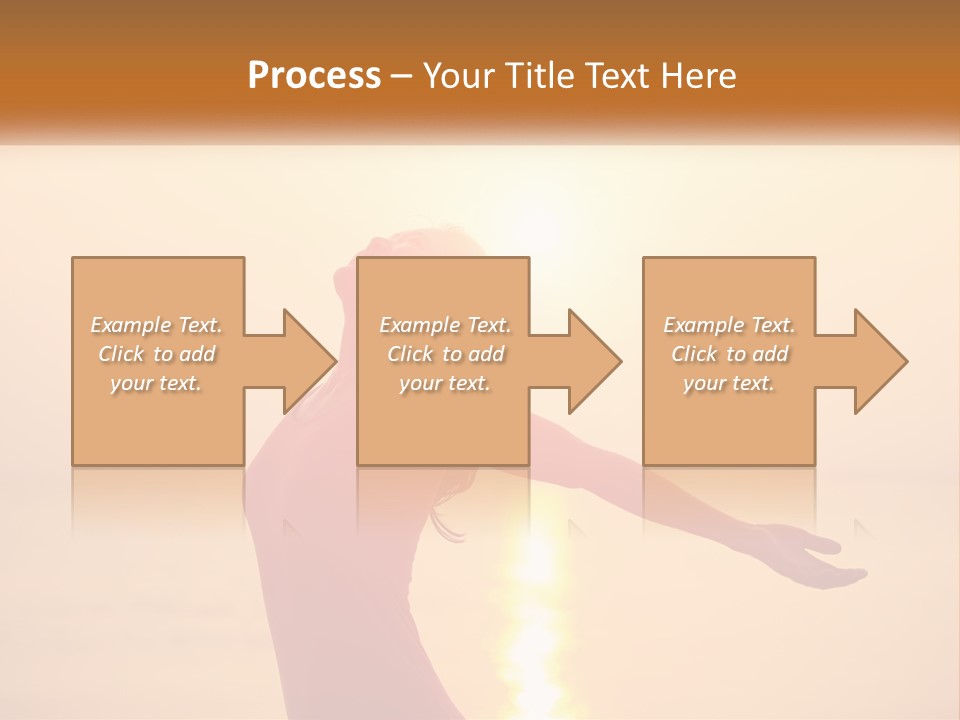 A Woman Standing On A Beach With Her Arms Outstretched PowerPoint Template