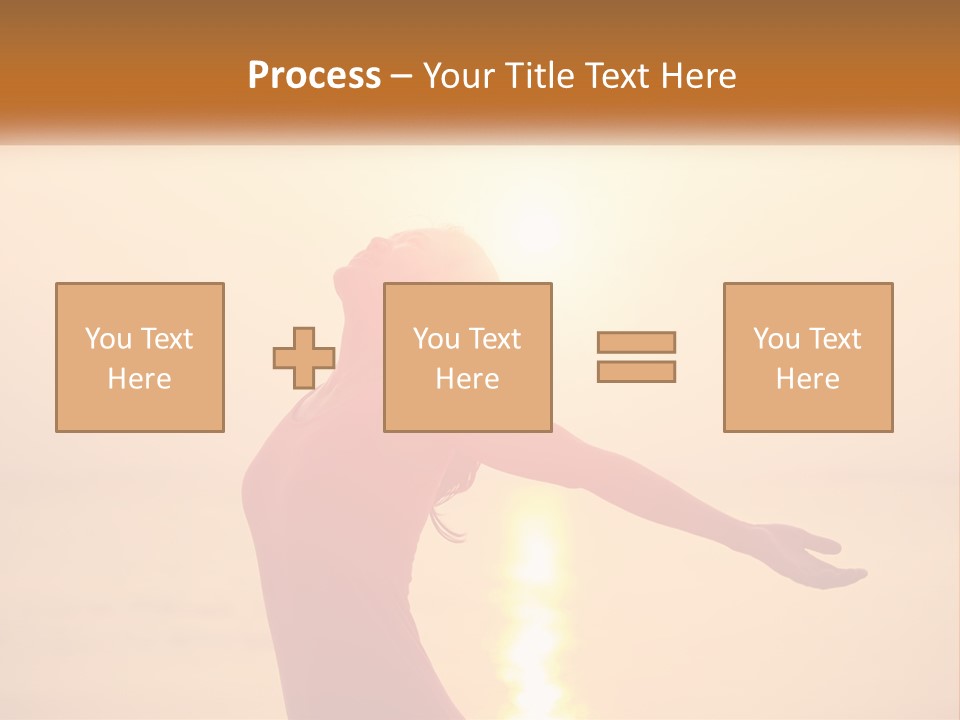 A Woman Standing On A Beach With Her Arms Outstretched PowerPoint Template