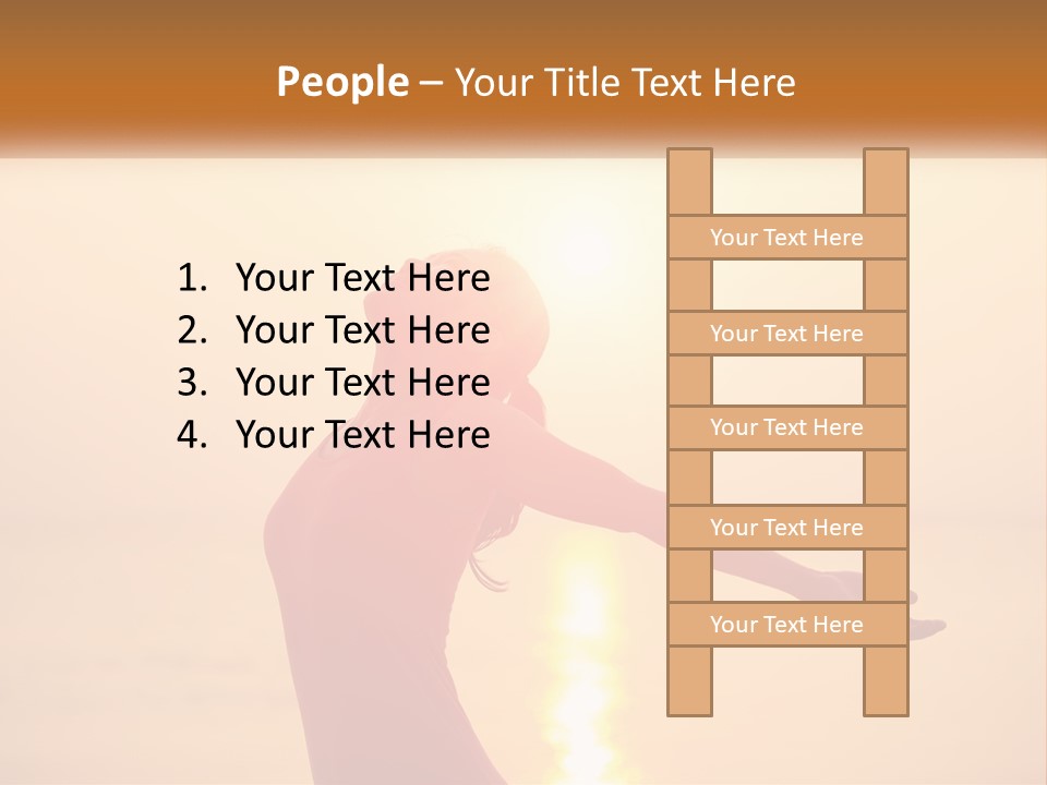 A Woman Standing On A Beach With Her Arms Outstretched PowerPoint Template