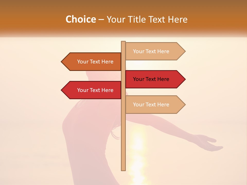 A Woman Standing On A Beach With Her Arms Outstretched PowerPoint Template