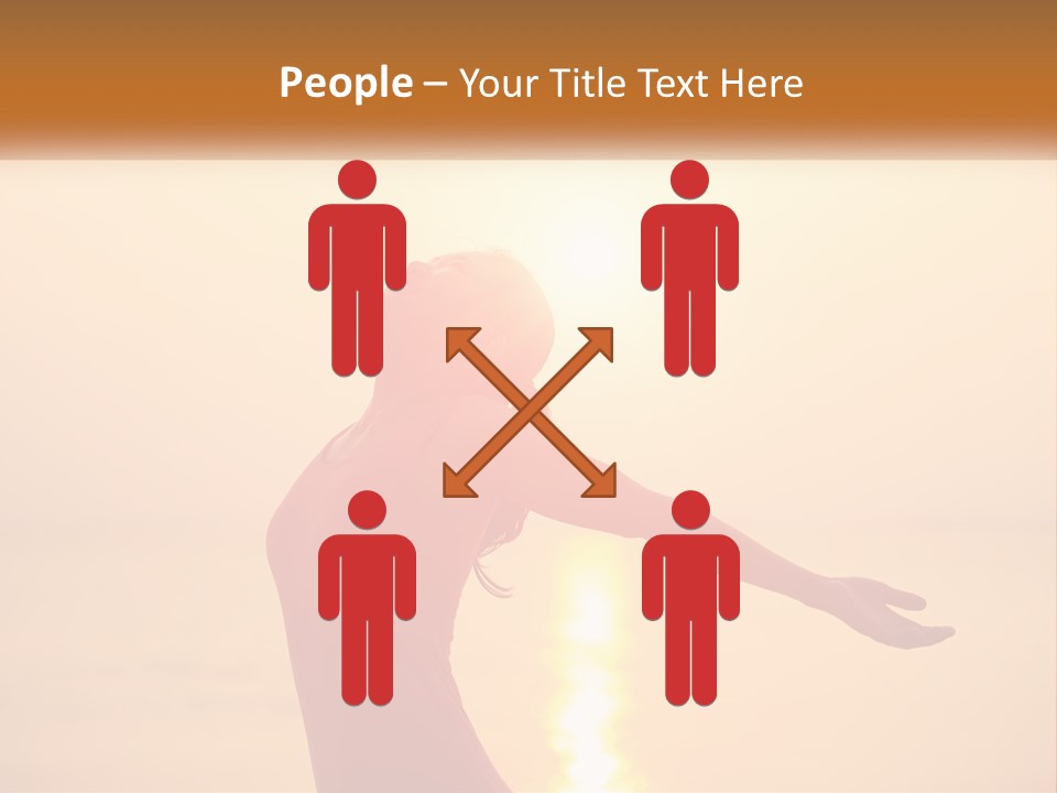 A Woman Standing On A Beach With Her Arms Outstretched PowerPoint Template