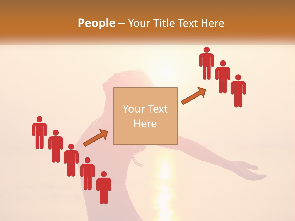 A Woman Standing On A Beach With Her Arms Outstretched PowerPoint Template