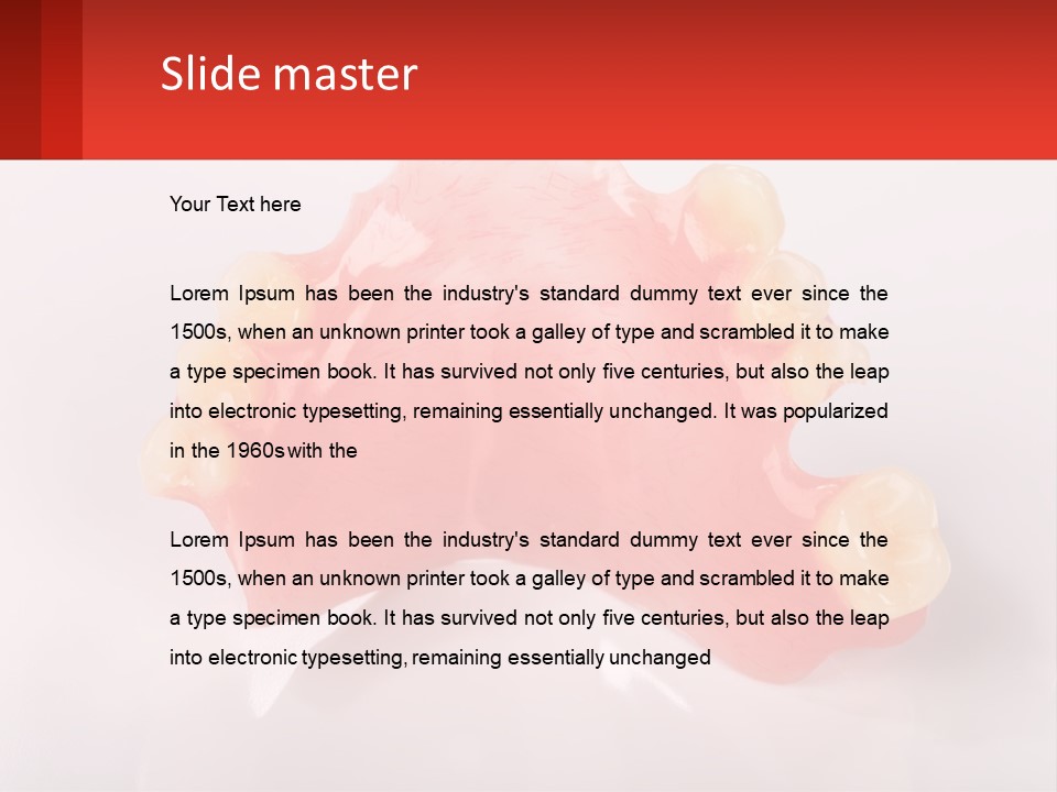 A Dental Model With Teeth And Gums On A White Background PowerPoint Template