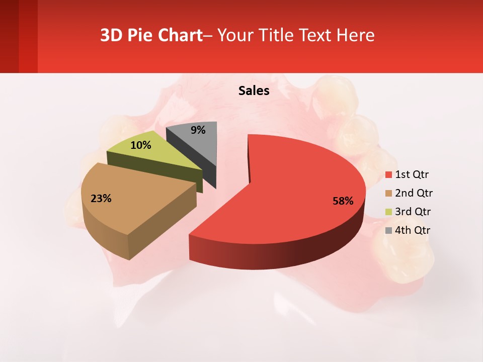 A Dental Model With Teeth And Gums On A White Background PowerPoint Template