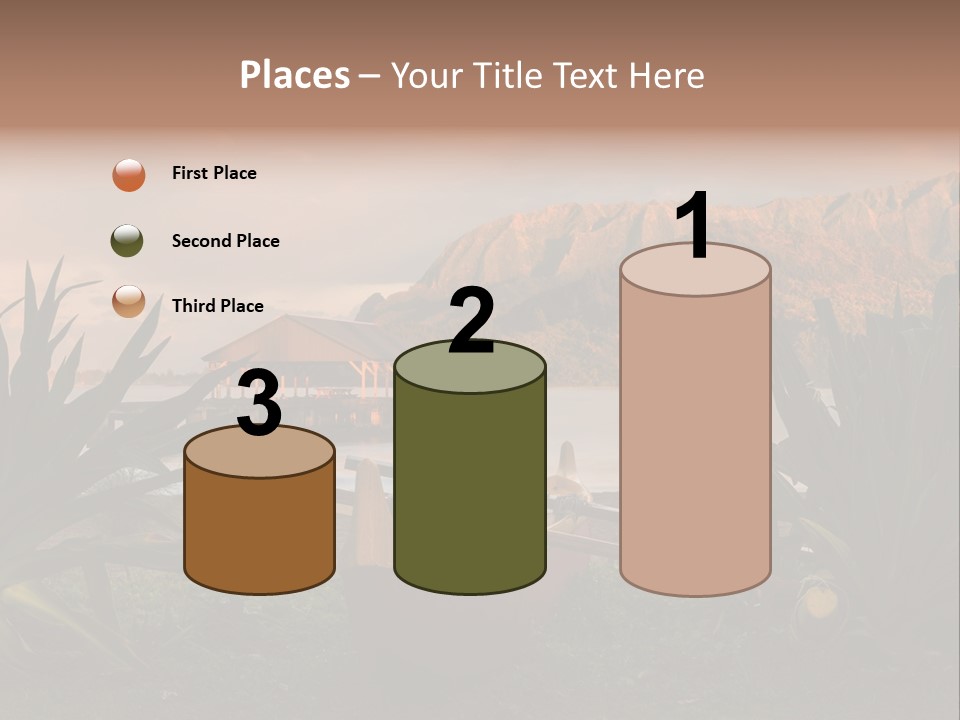 A Boat Is Docked On A Lake With Mountains In The Background PowerPoint Template