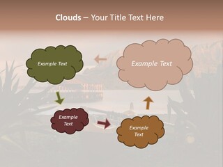 A Boat Is Docked On A Lake With Mountains In The Background PowerPoint Template