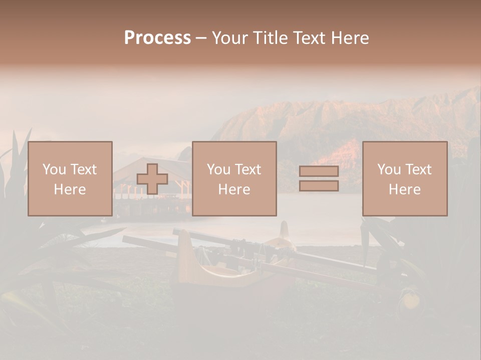 A Boat Is Docked On A Lake With Mountains In The Background PowerPoint Template