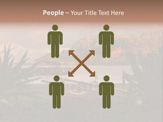 A Boat Is Docked On A Lake With Mountains In The Background PowerPoint Template