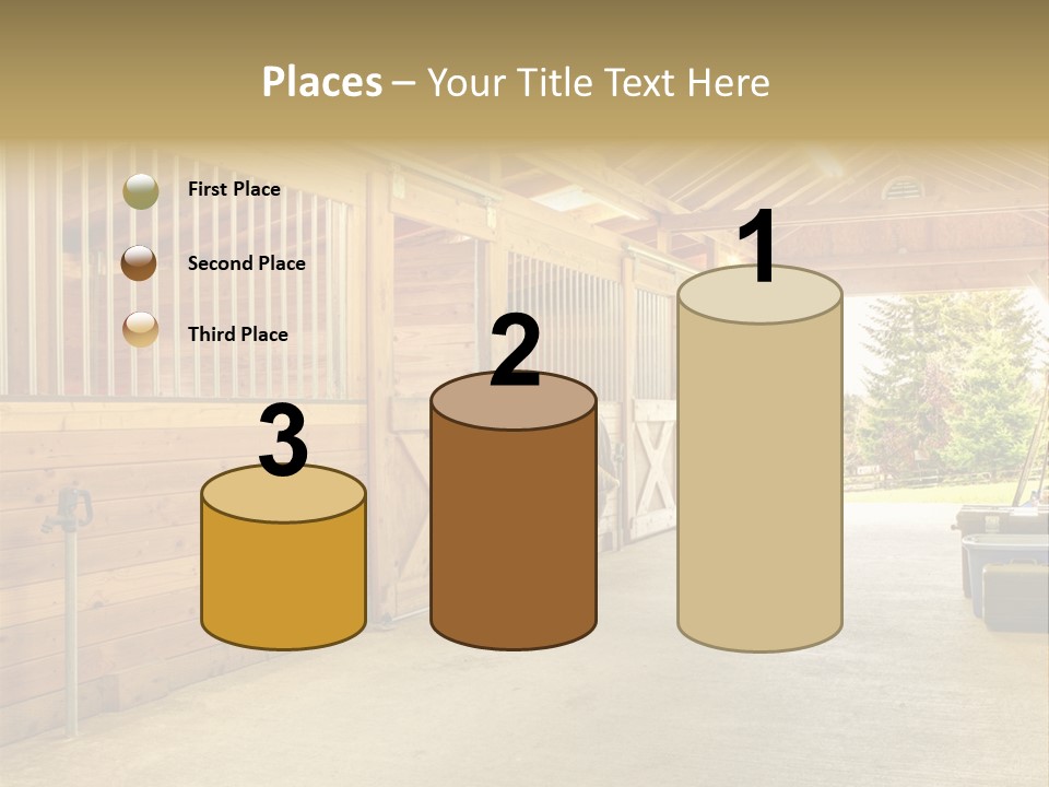 A Horse Barn With A Horse Inside Of It PowerPoint Template