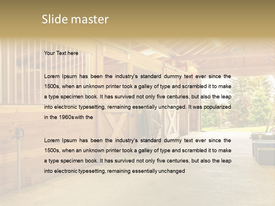 A Horse Barn With A Horse Inside Of It PowerPoint Template
