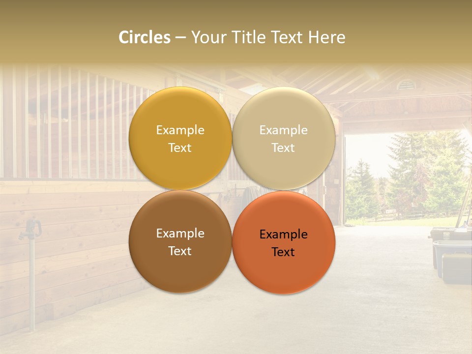 A Horse Barn With A Horse Inside Of It PowerPoint Template