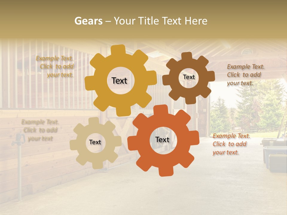 A Horse Barn With A Horse Inside Of It PowerPoint Template