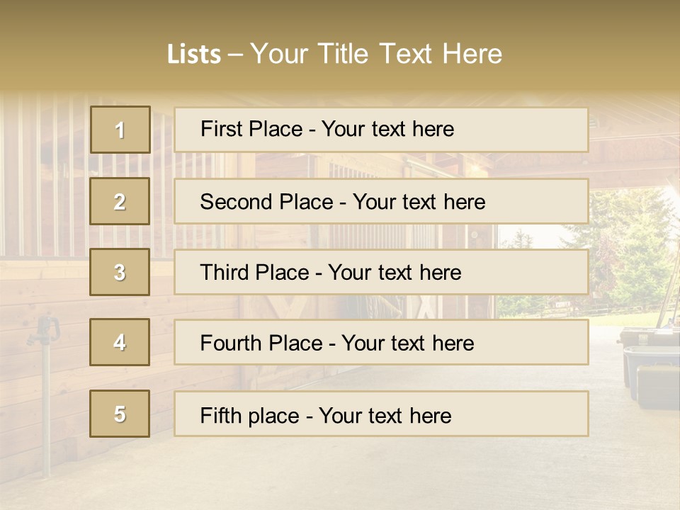 A Horse Barn With A Horse Inside Of It PowerPoint Template