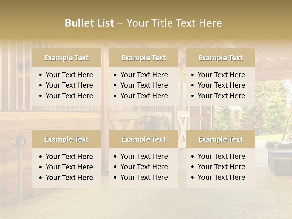 A Horse Barn With A Horse Inside Of It PowerPoint Template