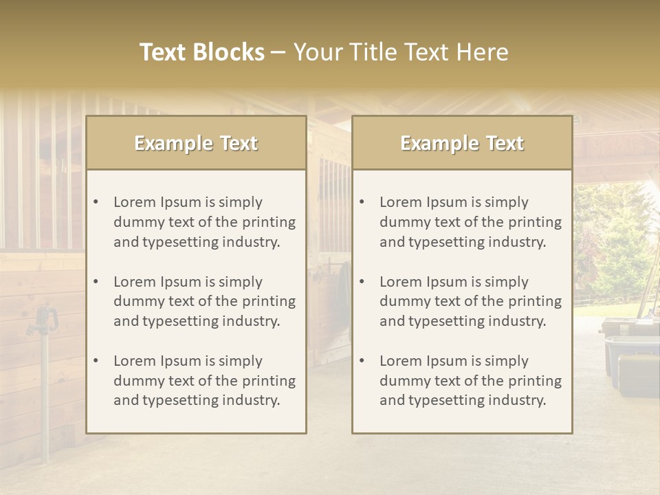A Horse Barn With A Horse Inside Of It PowerPoint Template