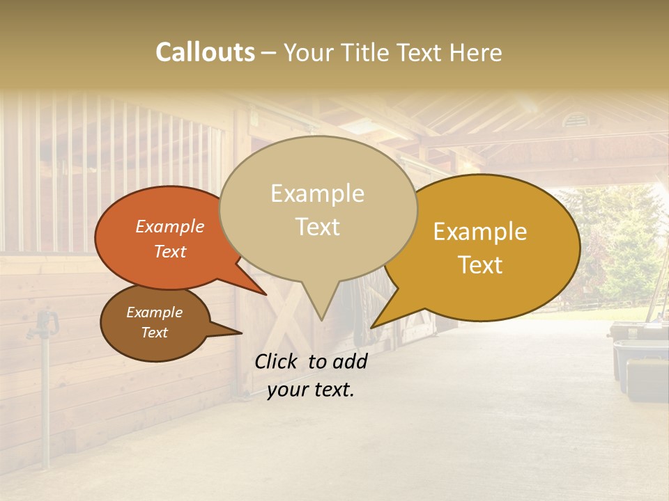 A Horse Barn With A Horse Inside Of It PowerPoint Template