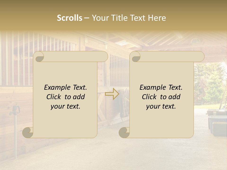 A Horse Barn With A Horse Inside Of It PowerPoint Template