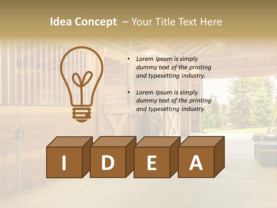 A Horse Barn With A Horse Inside Of It PowerPoint Template