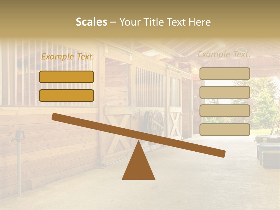 A Horse Barn With A Horse Inside Of It PowerPoint Template