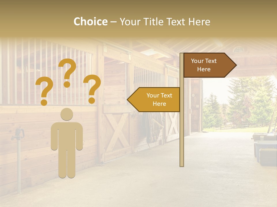 A Horse Barn With A Horse Inside Of It PowerPoint Template