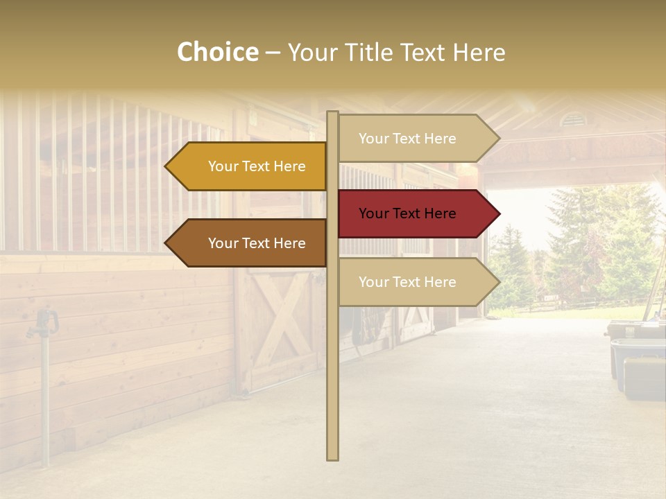 A Horse Barn With A Horse Inside Of It PowerPoint Template