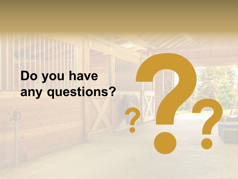 A Horse Barn With A Horse Inside Of It PowerPoint Template