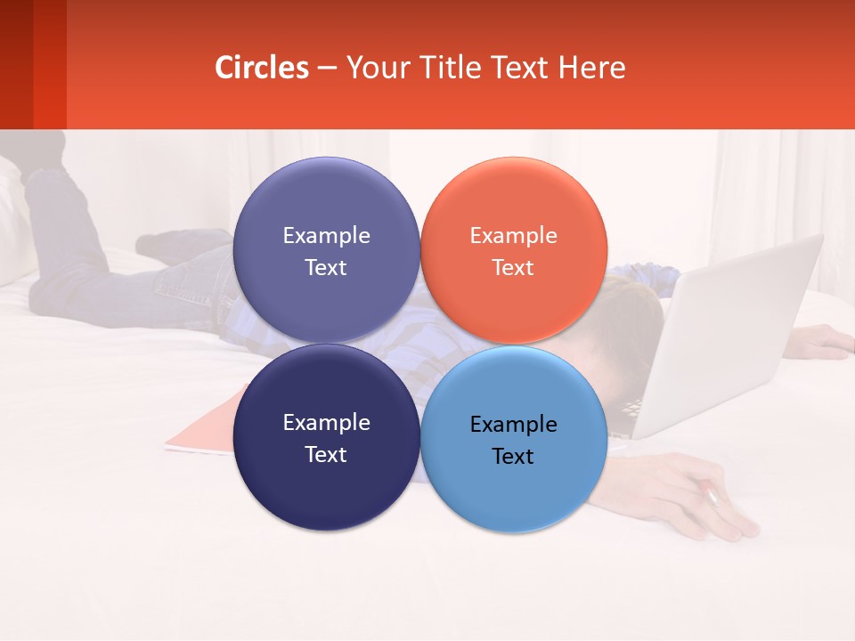 A Man Laying On A Bed With A Laptop PowerPoint Template