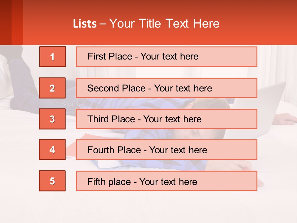 A Man Laying On A Bed With A Laptop PowerPoint Template