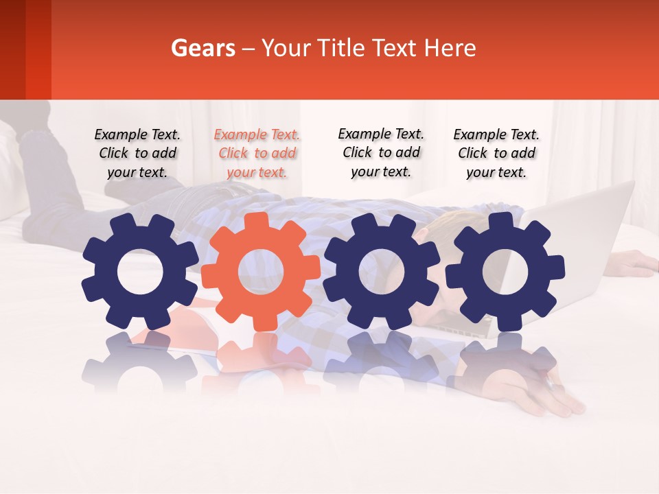 A Man Laying On A Bed With A Laptop PowerPoint Template