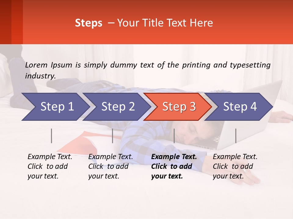 A Man Laying On A Bed With A Laptop PowerPoint Template