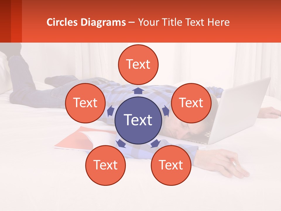 A Man Laying On A Bed With A Laptop PowerPoint Template