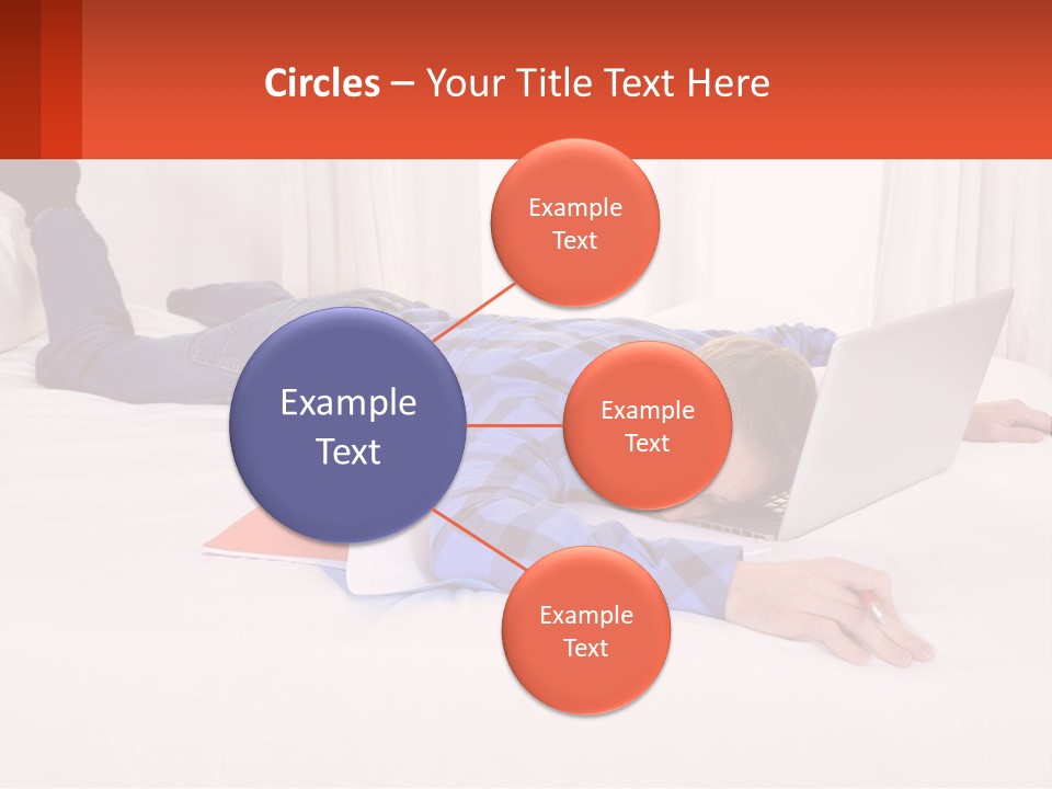 A Man Laying On A Bed With A Laptop PowerPoint Template