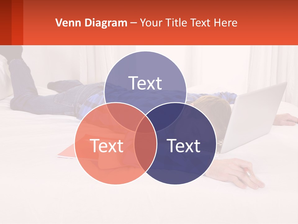 A Man Laying On A Bed With A Laptop PowerPoint Template