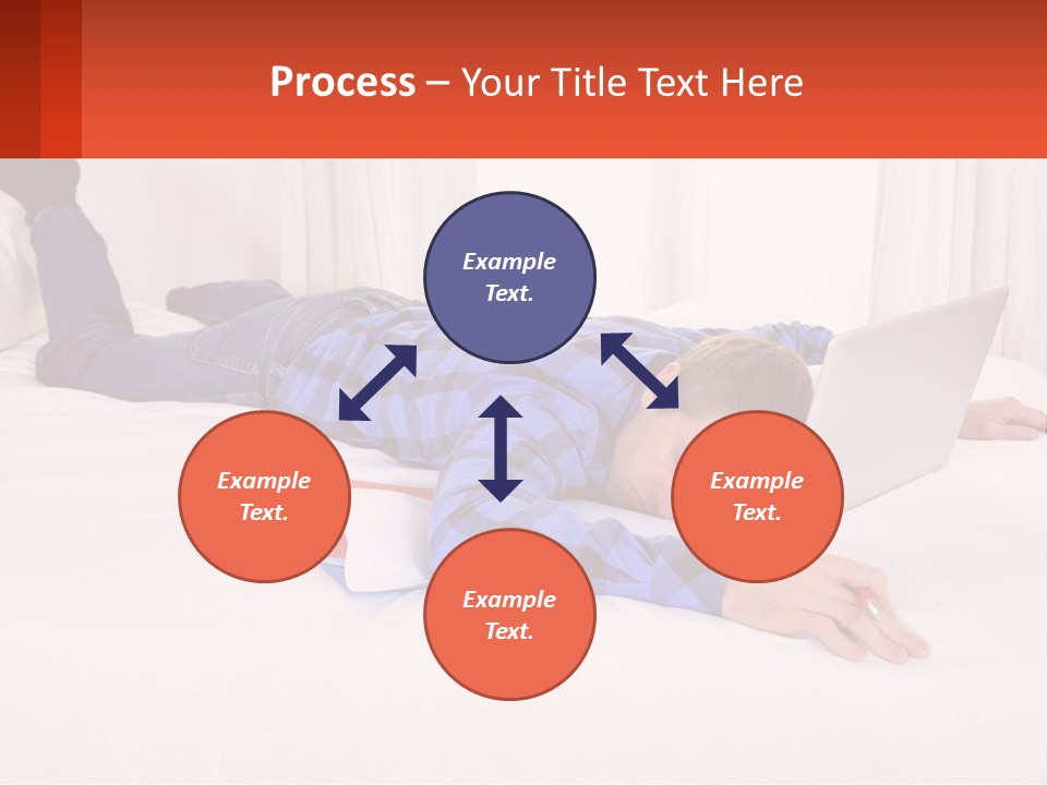 A Man Laying On A Bed With A Laptop PowerPoint Template