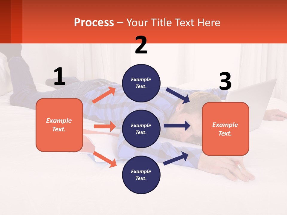 A Man Laying On A Bed With A Laptop PowerPoint Template