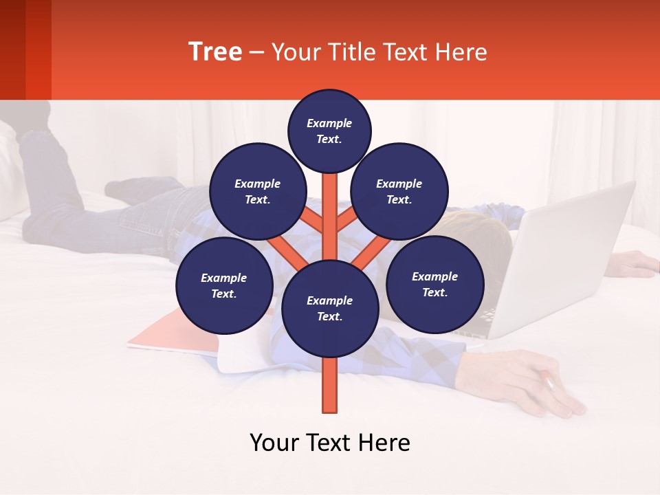 A Man Laying On A Bed With A Laptop PowerPoint Template